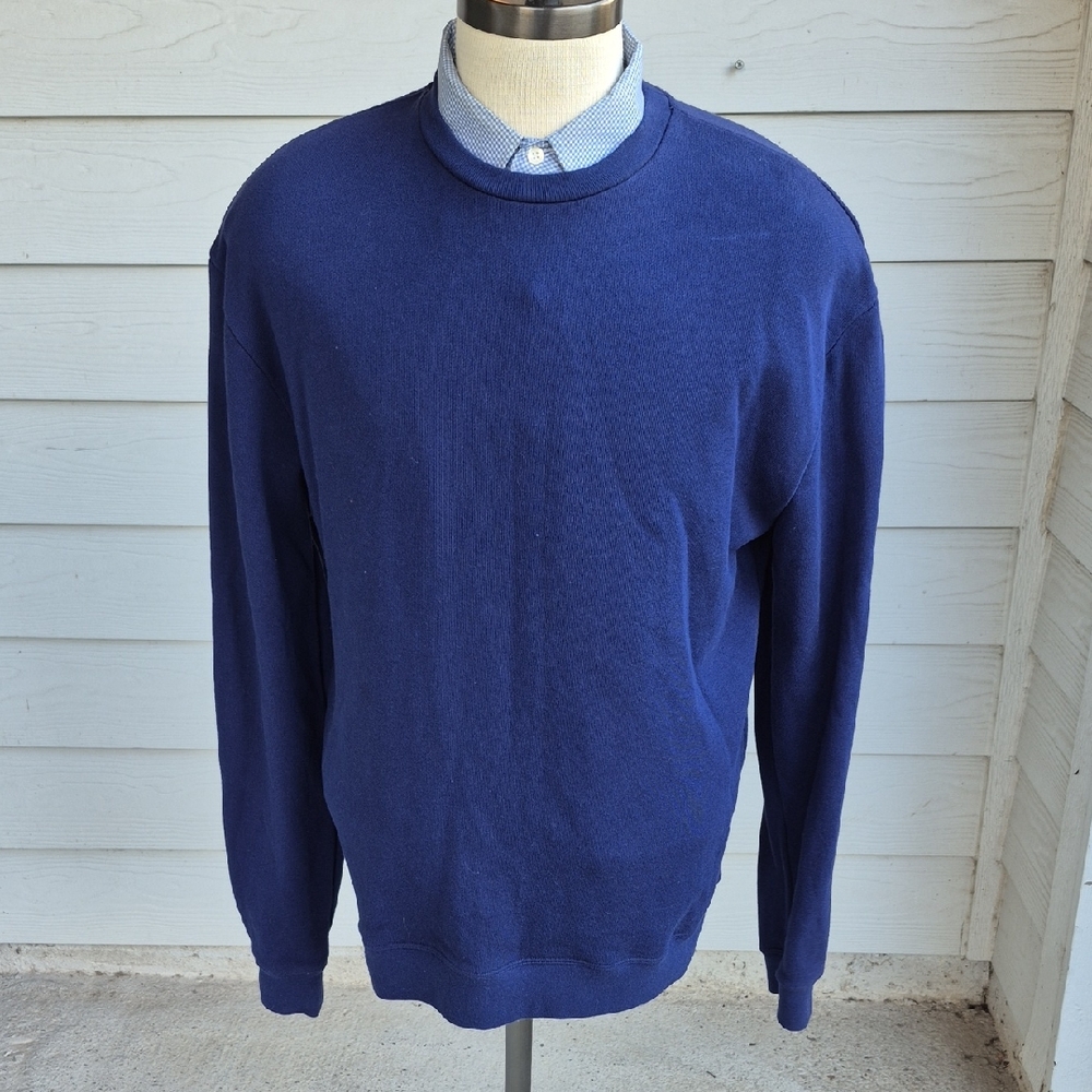 JOHN ELLIOT Solid Dark Navy Cotton USA Sz 2 Medium Mens Crewneck Sweatshirt